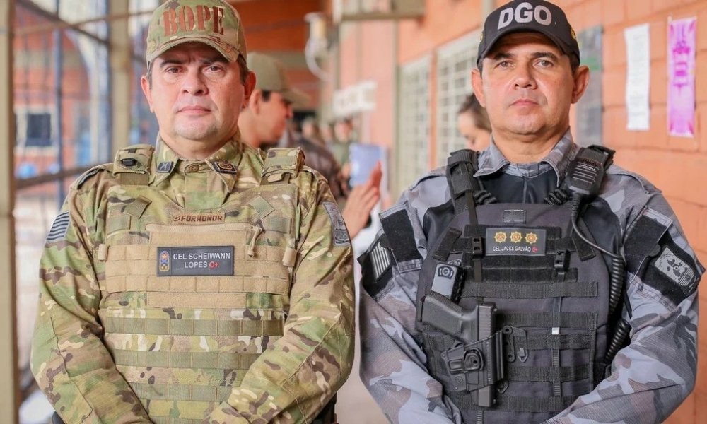 Coronel Scheiwann Scheleiden e Coronel Jacks Galvão, da PMPI